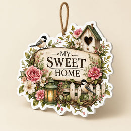 Welcome To Our Home MDF Wood Hanging Wall Decor – Blue Floral - MintiHome