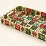 Christmas Decorative Plastic Serving Tray – Checker Snowflake Holly - MintiHome