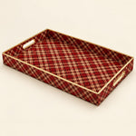 Daily Red Plaid Plastic Tray – Geometric Tartan Gold Trim Decor - MintiHome
