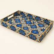 Ramadan Decorative Plastic Serving Tray – Peacock Feather Mandala - MintiHome