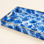 Blue Tropical Serving Tray - Palm Leaf Wedding Decor - MintiHome