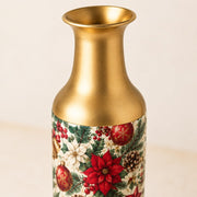 Christmas Gold Bell Metal Flower Vase – Poinsettia Berry - MintiHome