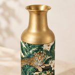 Jungle Leopard Metal Flower Vase – Hibiscus Leafy Branch - MintiHome