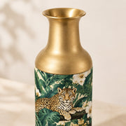 Jungle Leopard Metal Flower Vase – Hibiscus Leafy Branch - MintiHome