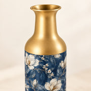 Slate Foliage Metal Flower Vase – Navy White Peony Bird - MintiHome