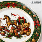 Green and Gold Poinsettia Christmas Charger Plate with Holly - MintiHome