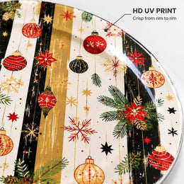 White Red and Green Plaid Stripe Christmas Charger Plate for Dining - MintiHome