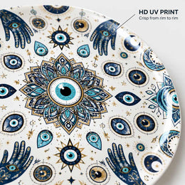Teal Terracotta Ornamental Damask Ramadan Decorative Charger Plate - MintiHome