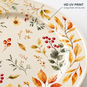 Thanksgiving Gold Botanical Charger Plate – Pine Cone & Oak Leaf Holiday Table Decor - MintiHome