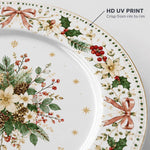 Christmas Plastic Plate – Green Gold Filigree Poinsettia Centerpiece - MintiHome