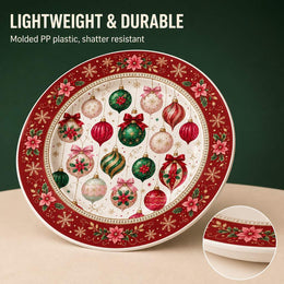 White Minimalist Christmas Charger Plate – Red Green Ornaments - MintiHome