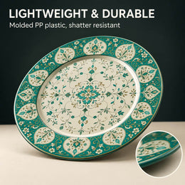 Persian Mandala Charger Plate – Teal Arabesque Gold Table Decor - MintiHome