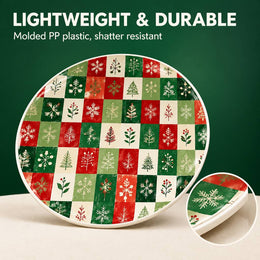 White Red and Green Plaid Stripe Christmas Charger Plate for Dining - MintiHome