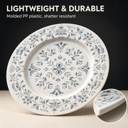 Blue and White Toile Floral Charger Plate – Hibiscus Gold Rim Table Decor - MintiHome