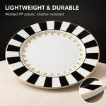 Black White Sunburst Gold Filigree Decorative Plastic Plate – Modern - MintiHome