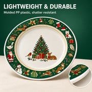 Green and Gold Poinsettia Christmas Charger Plate with Holly - MintiHome