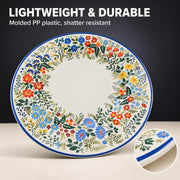 Wildflower Meadow Wedding Decorative Plastic Plate – Blue Border - MintiHome