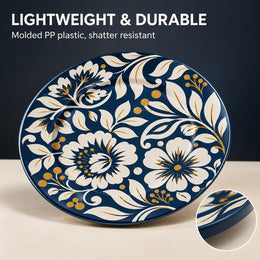 Daily Decorative Charger Plate – Navy Cream Blossom - MintiHome