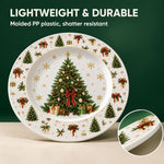 White Christmas Charger Plate with Tree and Gold Gift Boxes - MintiHome