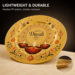 Diwali Peacock Decorative Plastic Plate – Royal Mandala - MintiHome