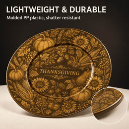 Thanksgiving Botanical Engraving Decorative Plate – Brown Gold Vintage Charger - MintiHome