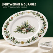 Christmas Plastic Plate – Green Gold Filigree Poinsettia Centerpiece - MintiHome