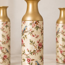Sage Poppy Metal Flower Vase – Teal Rose Magnolia Print - MintiHome