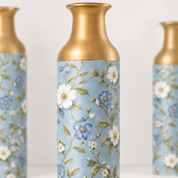 Blush Bloom Metal Flower Vase – Cream Meadow Wildflower Sprig - MintiHome