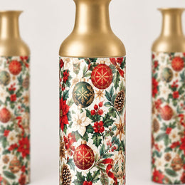 Christmas Gold Bell Metal Flower Vase – Poinsettia Berry - MintiHome