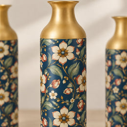 Gold Diamond Metal Flower Vase – Mottled Blue Camellia Trail - MintiHome