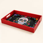 Sugar Skull Plastic Serving Tray – Day Of The Dead Floral - MintiHome