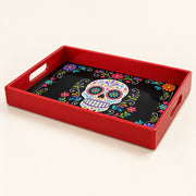 Sugar Skull Plastic Serving Tray – Day Of The Dead Floral - MintiHome
