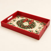 Christmas Decorative Serving Tray – Christmas Lamb And Bow - MintiHome