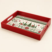 Christmas Folk Art Plastic Serving Tray – Reindeer Tree - MintiHome