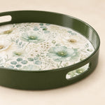 White Daisy Wildflower Meadow Decorative Tray with Gold Trim - MintiHome