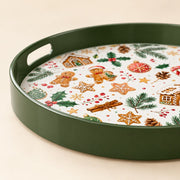 Red Green Bow Christmas Plastic Serving Tray with Ornaments - MintiHome