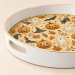 Spooky Halloween Skeleton Party Decorative Tray with Gold Trim - MintiHome