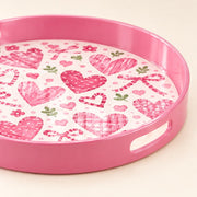 Valentine's Day Plastic Serving Tray – Bows and Cherries - MintiHome