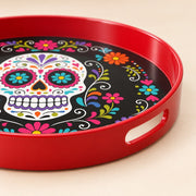 Sugar Skull Plastic Serving Tray – Day Of The Dead Floral - MintiHome