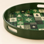 Christmas Patchwork Plastic Serving Tray – Tree Snowflake Plaid - MintiHome