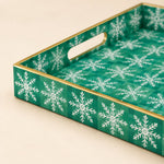 Black Gold Christmas Plastic Tray – Snowflake Ornament - MintiHome