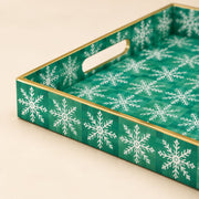 Black Gold Christmas Plastic Tray – Snowflake Ornament - MintiHome