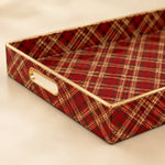 Daily Red Plaid Plastic Tray – Geometric Tartan Gold Trim Decor - MintiHome