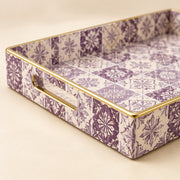 Daily Decorative Plastic Serving Tray – Plum Lilac Floral Tile - MintiHome