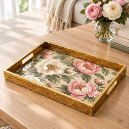Wedding Decorative Glass Serving Tray – Poppy Meadow Botanical - MintiHome