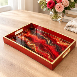 Daily Glass Serving Tray with Gold Border – Gold Trellis Crystal - MintiHome