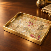 Arabic Calligraphy Glass Serving Tray – Pink Filigree - MintiHome