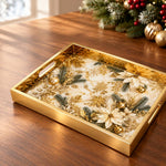 Black Christmas Glass Tray with Pinecones and Berry Clusters - MintiHome