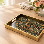 Gold Tropical Monstera Leaf Glass Serving Tray with Gold Frame - MintiHome