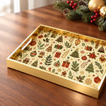 Christmas Poinsettia Pinecone Glass Serving Tray – Festive Platter - MintiHome
